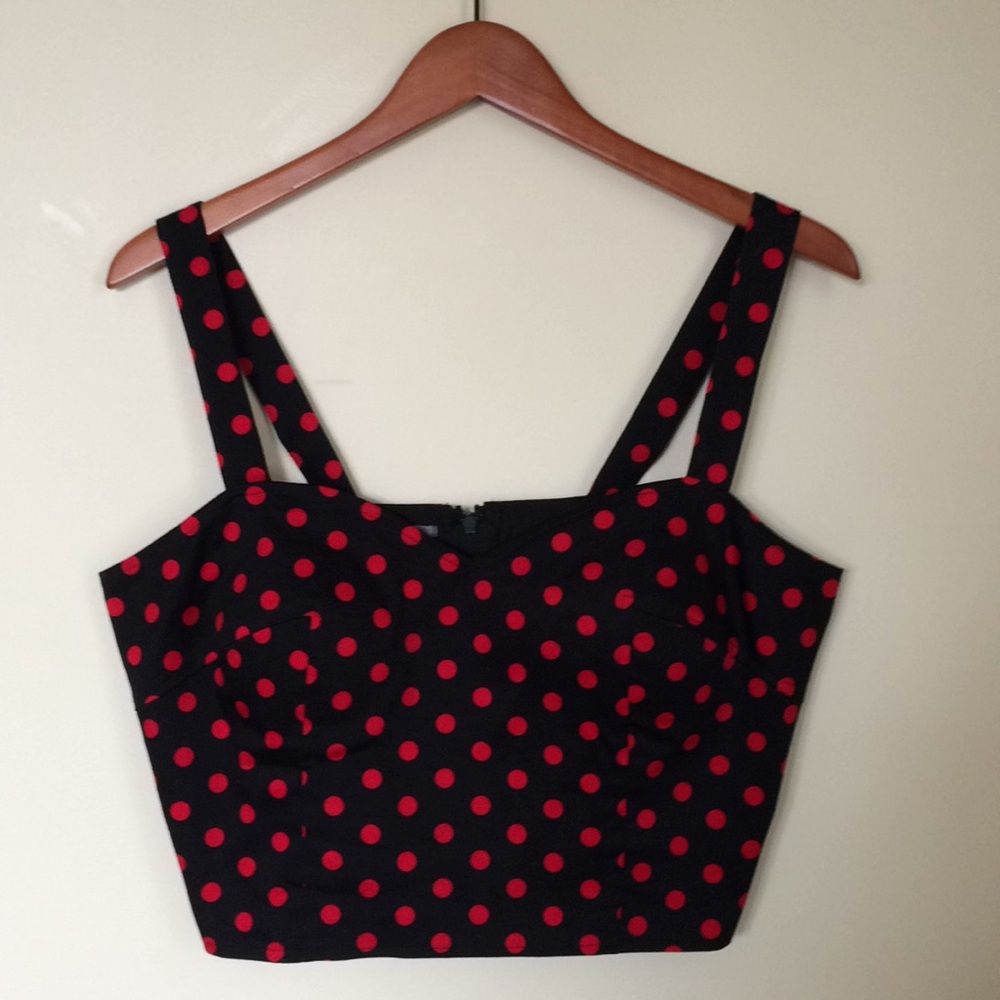 Charlotte Russe black/ red polka dot bustier